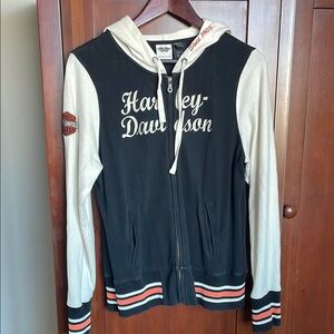 Harley-Davidson Black and Cream Zip-Up Jacket